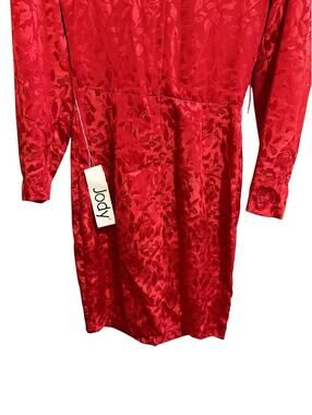 Jody Red Floral Jacquard Long Sleeve Dress